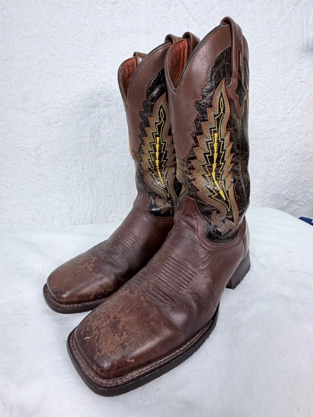 Rio Grande Cowboy Boots Brown Leather Western Roper Size 7.5 Western Cowboy